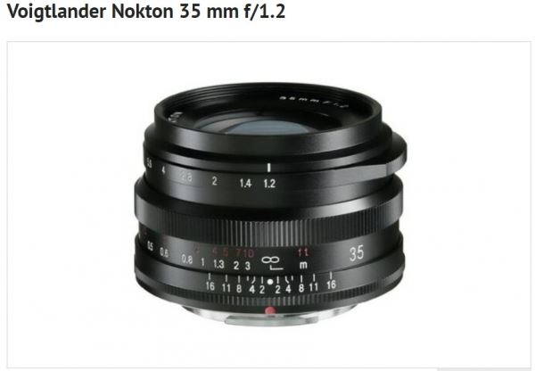 Анонсирован объектив Voigtlander Nokton 35mm F/1.2 для Fujifilm
