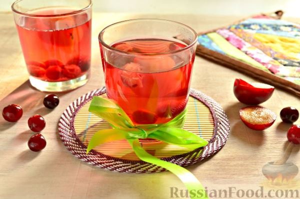 Напиток из красной алычи и вишни